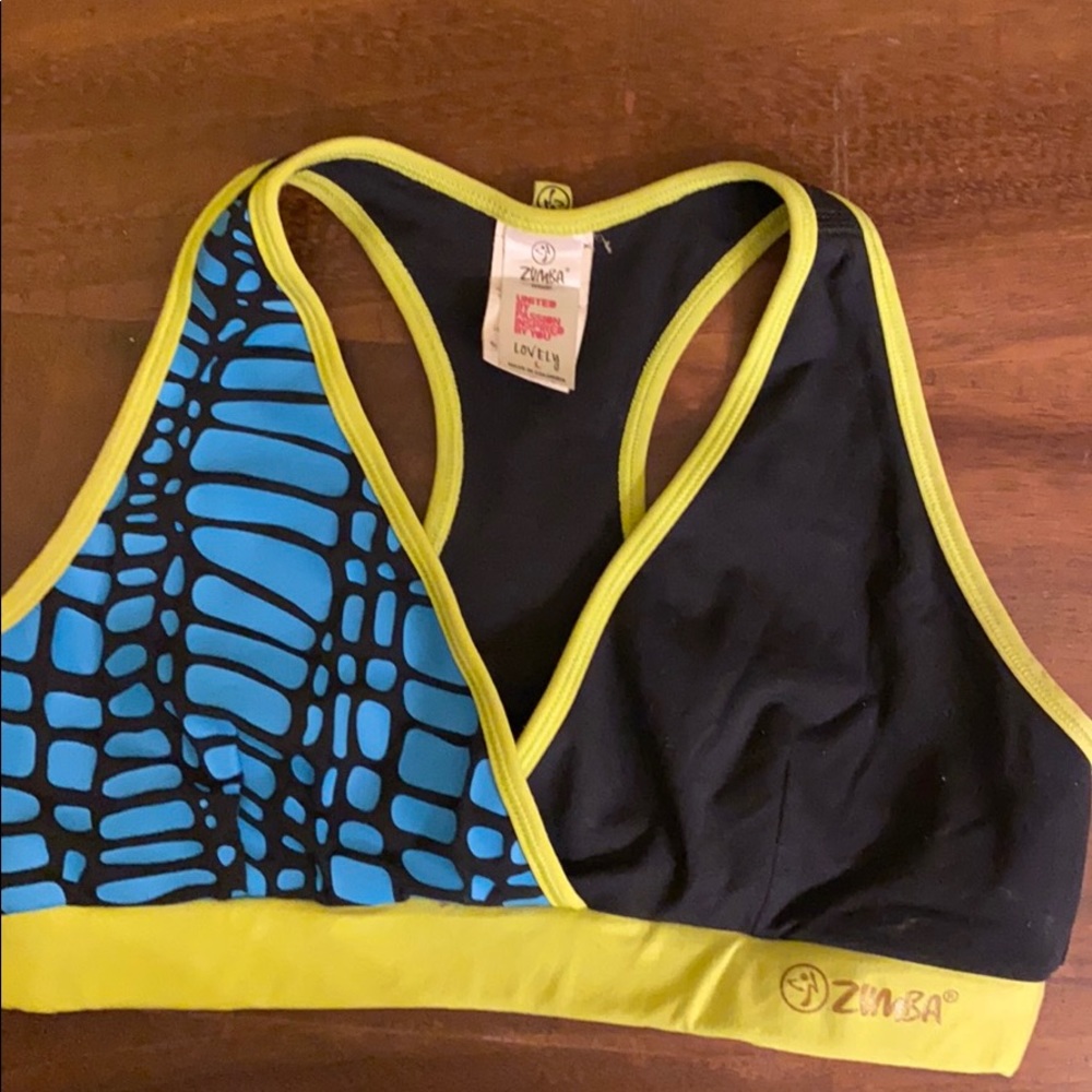 Zumba Sporting Bra Black/Blue Sz L